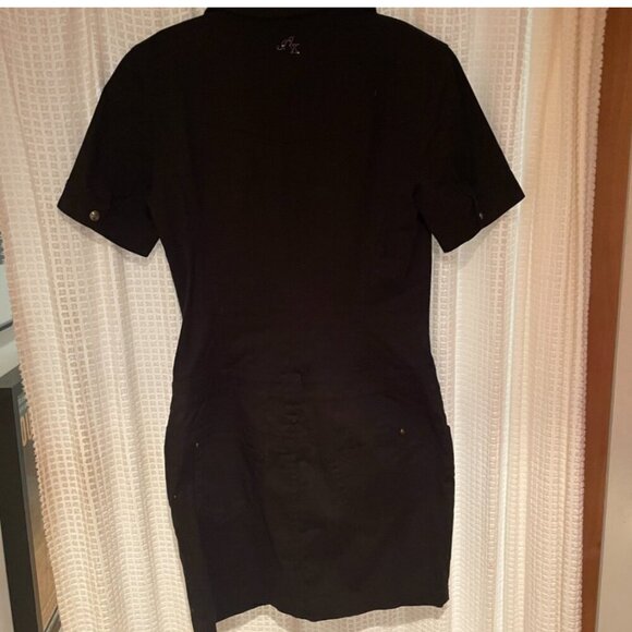 Black Armani Exchange Denim Military Dress Size 8 - Picture 3 of 8